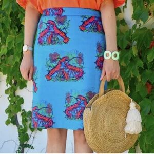 J Crew Lobster Print Grasscloth No. 2 Pencil Skirt--Size 8P NWT